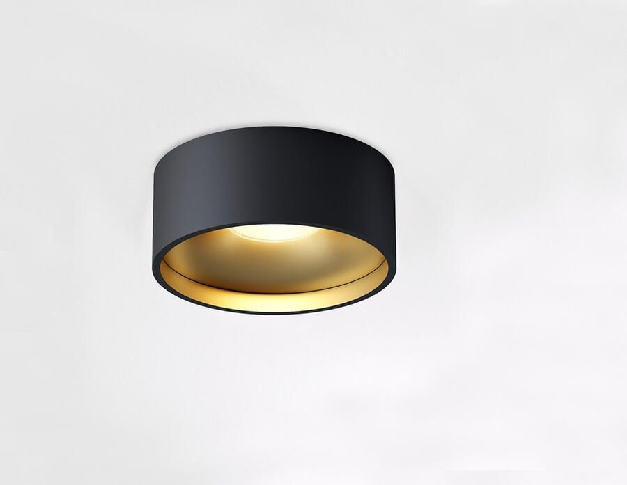 Artdelight Opbouwspot Oran 1 Lichts LED 2700K Dimbaar Zwart Mat Goud