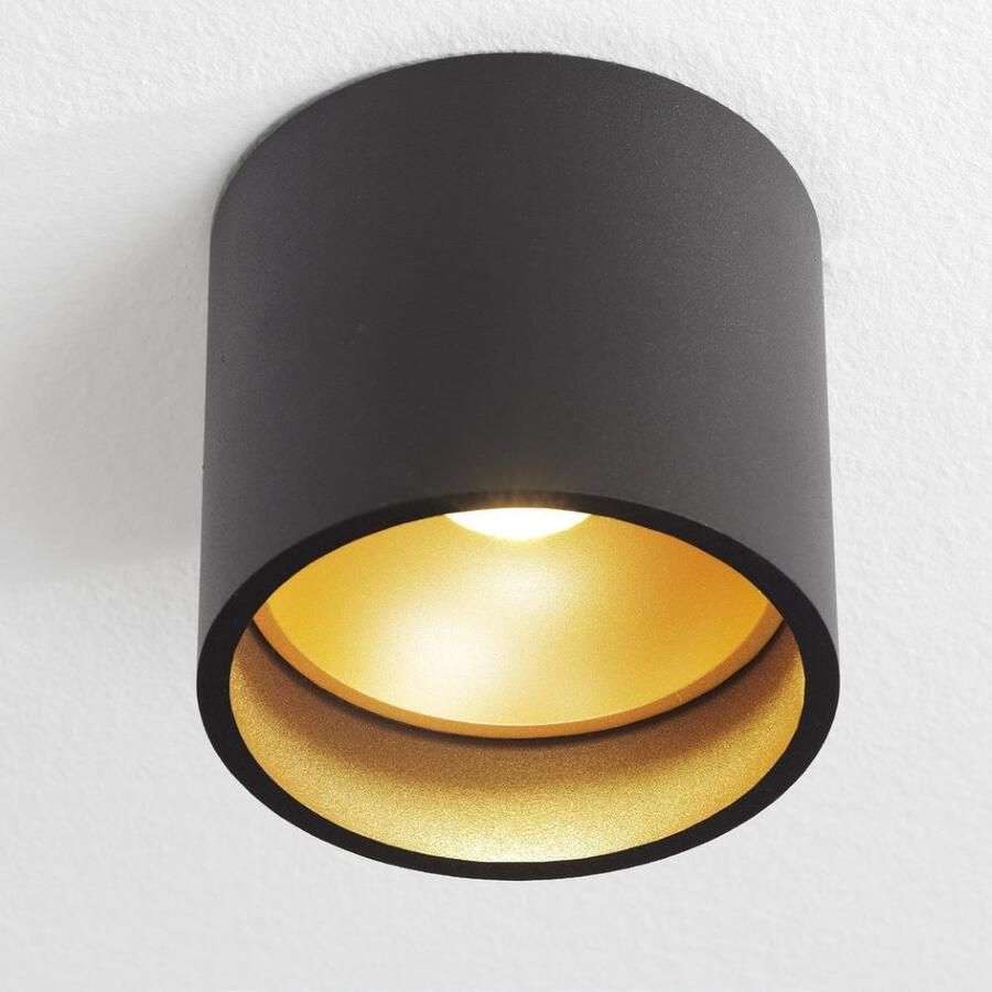 Artdelight Opbouwspot Ormond 1 Lichts LED 2700K Dimbaar Zwart Mat Goud