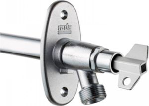 RADA vorstvrije gevelkraan muurdikte 300-470mm met sleutel met beluchter met keerklep aanvoer 1 2"x 15mm (buitendraad x knel)