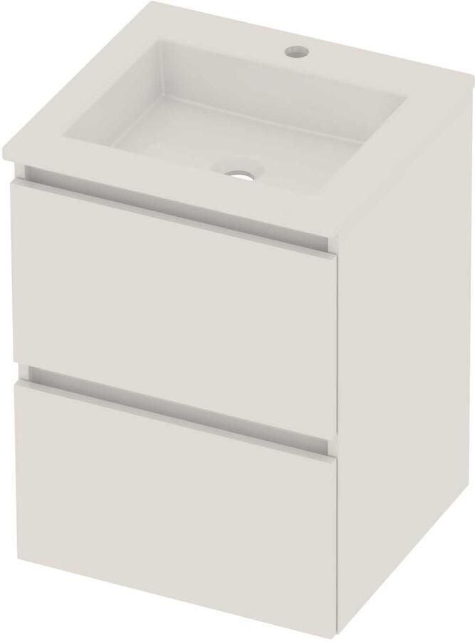 Basic-Line Aura 46 Badmeubelset Acryl 1 Kraangat Greeploos 50x46x62 cm Ice White Glans Wit