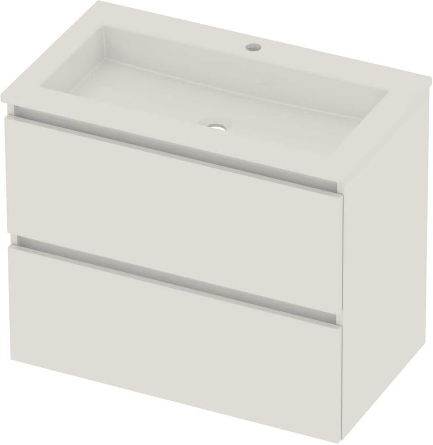 Basic-Line Aura 46 Badmeubelset Acryl 1 Kraangat Greeploos 80x46x62 cm Ice White Glans Wit