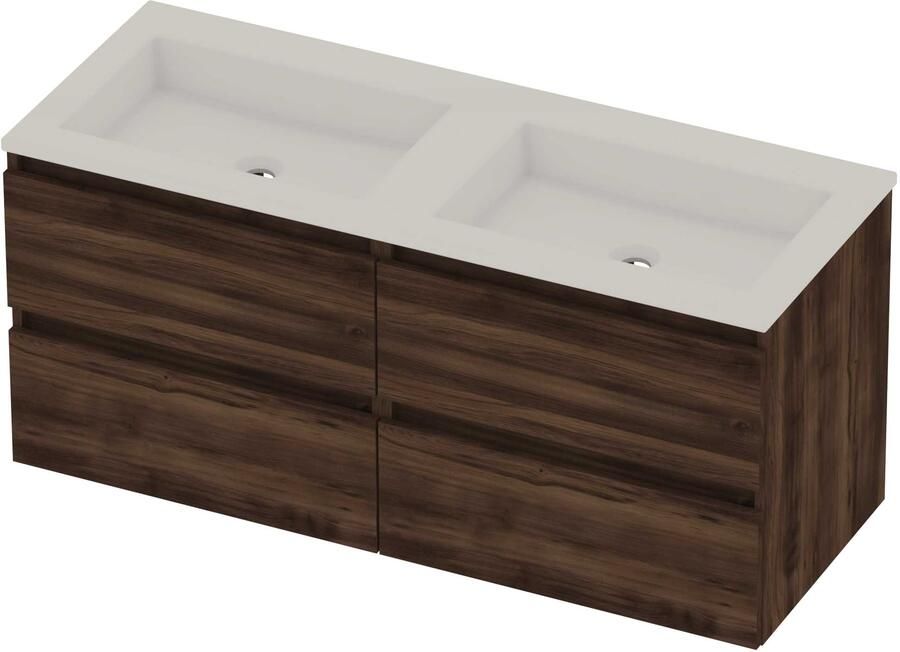 Basic-Line Aura 46 Badmeubelset Acryl 120x46x54 cm A46gweba2x600 Barista Oak Glans Wit