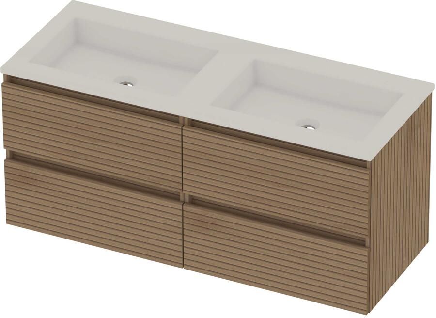 Basic-Line Aura 46 Badmeubelset Acryl 120x46x54 cm A46gwelo2x600 Lamello Oak Glans Wit