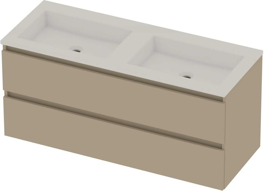 Basic-Line Aura 46 Badmeubelset Acryl 120x46x54 cm A46GWEMB120D0 Mat Beige Glans Wit