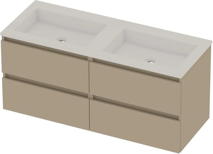 Basic-Line Aura 46 Badmeubelset Acryl 120x46x54 cm A46gwemb2x600 Mat Beige Glans Wit