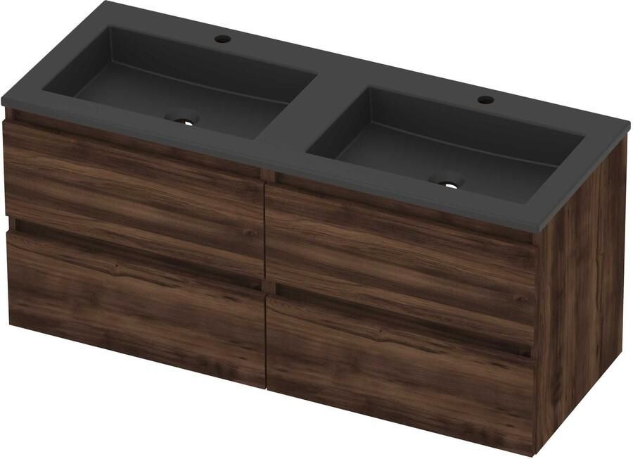 Basic-Line Aura 46 Badmeubelset Acryl 120x46x54 cm A46mzeba2x602 Barista Oak Mat Zwart