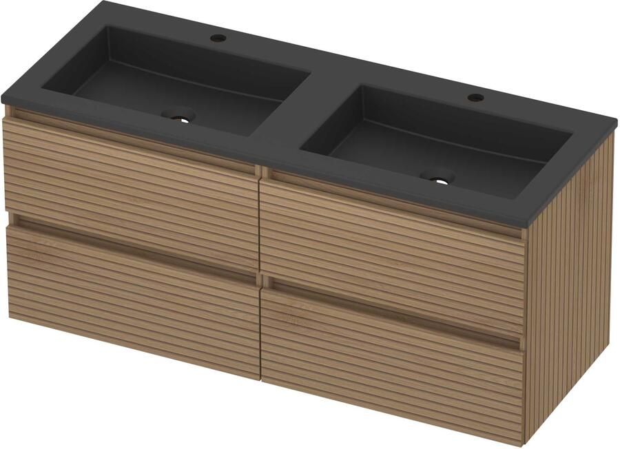 Basic-Line Aura 46 Badmeubelset Acryl 120x46x54 cm A46mzelo2x602 Lamello Oak Mat Zwart