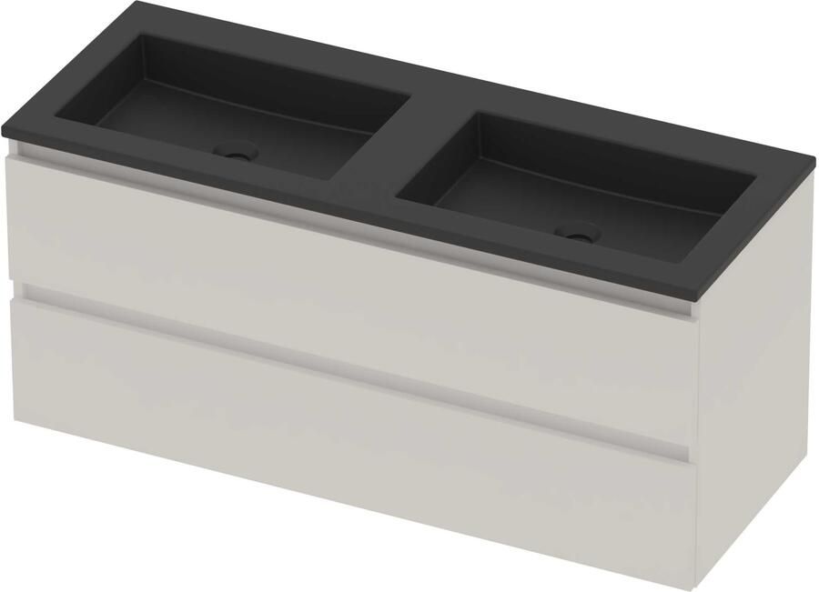 Basic-Line Aura 46 Badmeubelset Acryl 120x46x54 cm A46MZEMW120D0 Mat White Mat Zwart