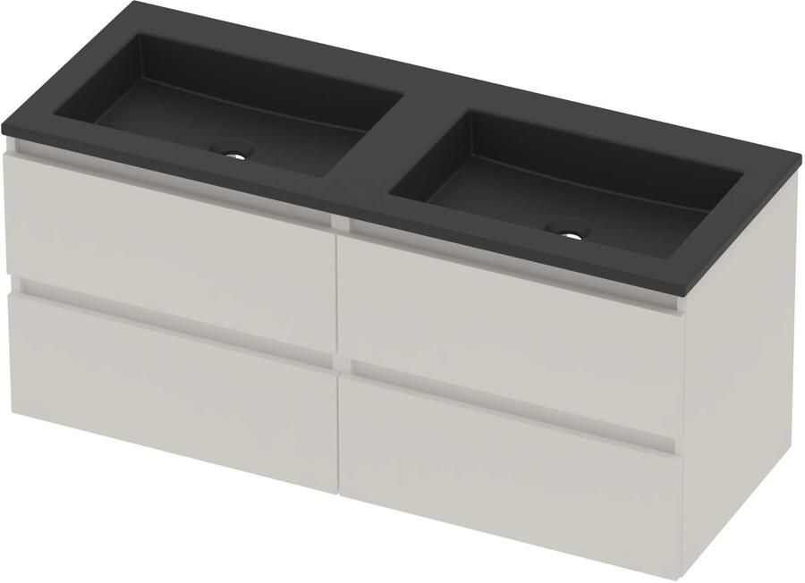 Basic-Line Aura 46 Badmeubelset Acryl 120x46x54 cm A46mzemw2x600 Mat White Mat Zwart