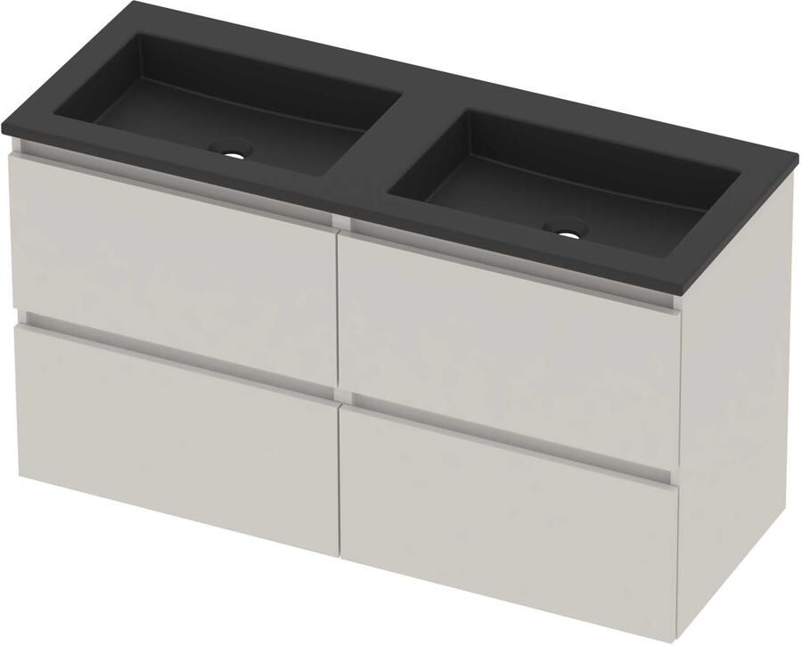 Basic-Line Aura 46 Badmeubelset Acryl 120x46x62 cm A46mzchw2x600 Ice White Mat Zwart