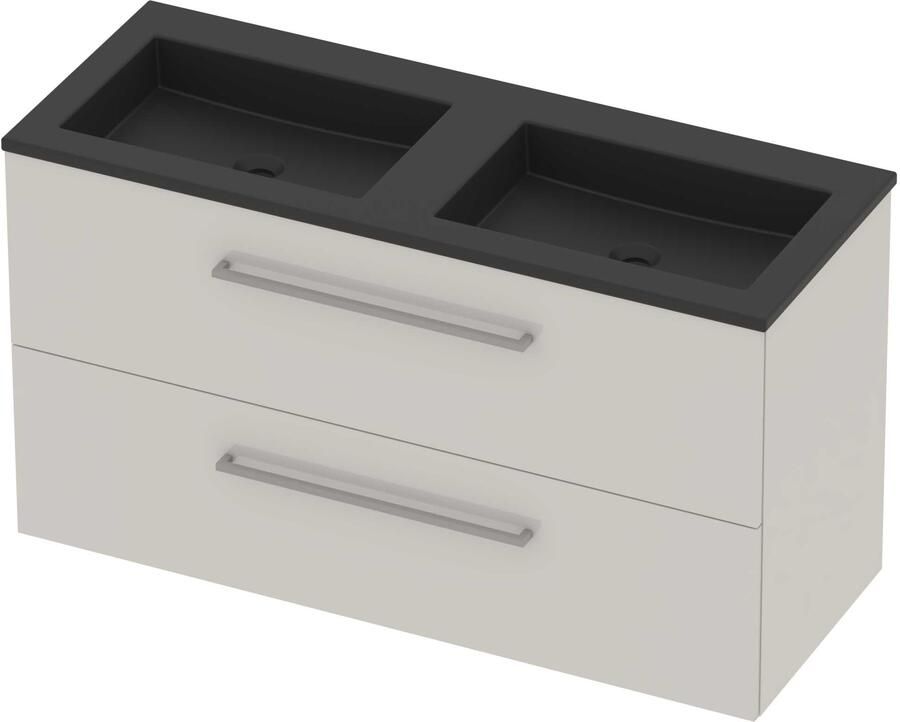 Basic-Line Aura 46 Badmeubelset Acryl 120x46x62 cm A46MZDHW120D0 Ice White Mat Zwart