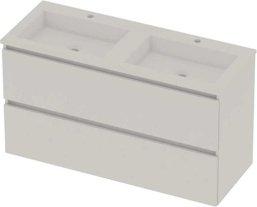 Basic-Line Aura 46 Badmeubelset Acryl 2 Kraangaten 120x46x62 cm A46GWCHW120D2 Ice White Glans Wit