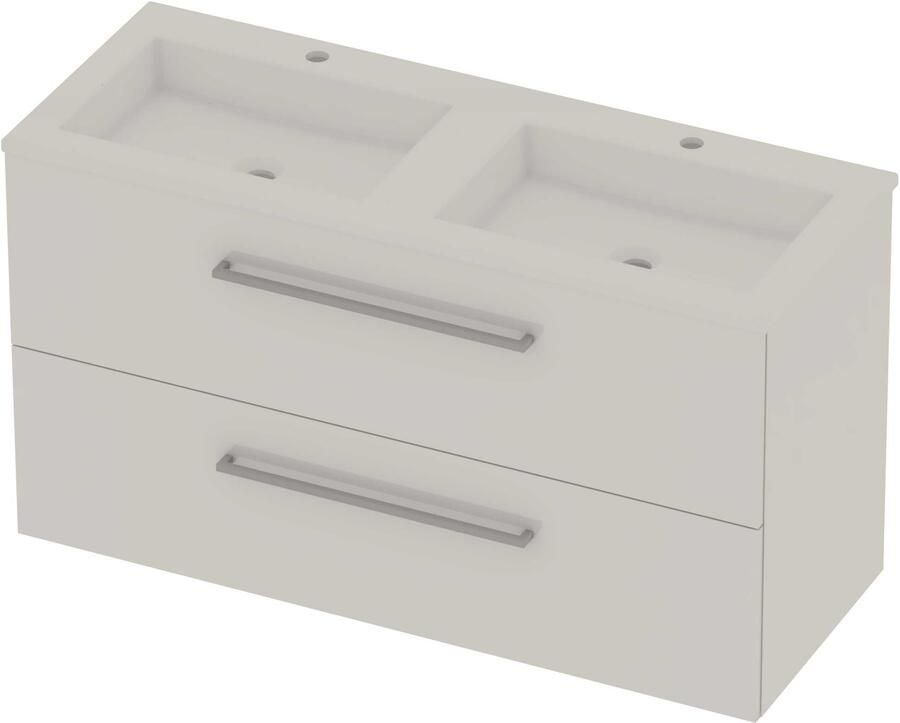 Basic-Line Aura 46 Badmeubelset Acryl 2 Kraangaten 120x46x62 cm A46GWDHW120D2 Ice White Glans Wit