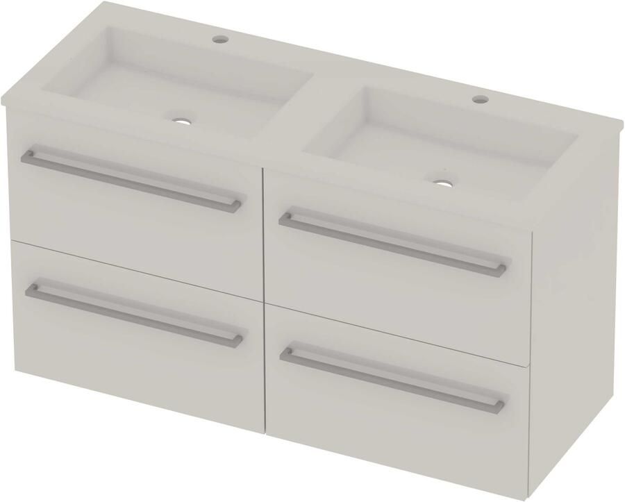 Basic-Line Aura 46 Badmeubelset Acryl 2 Kraangaten 120x46x62 cm A46gwdhw2x602 Ice White Glans Wit