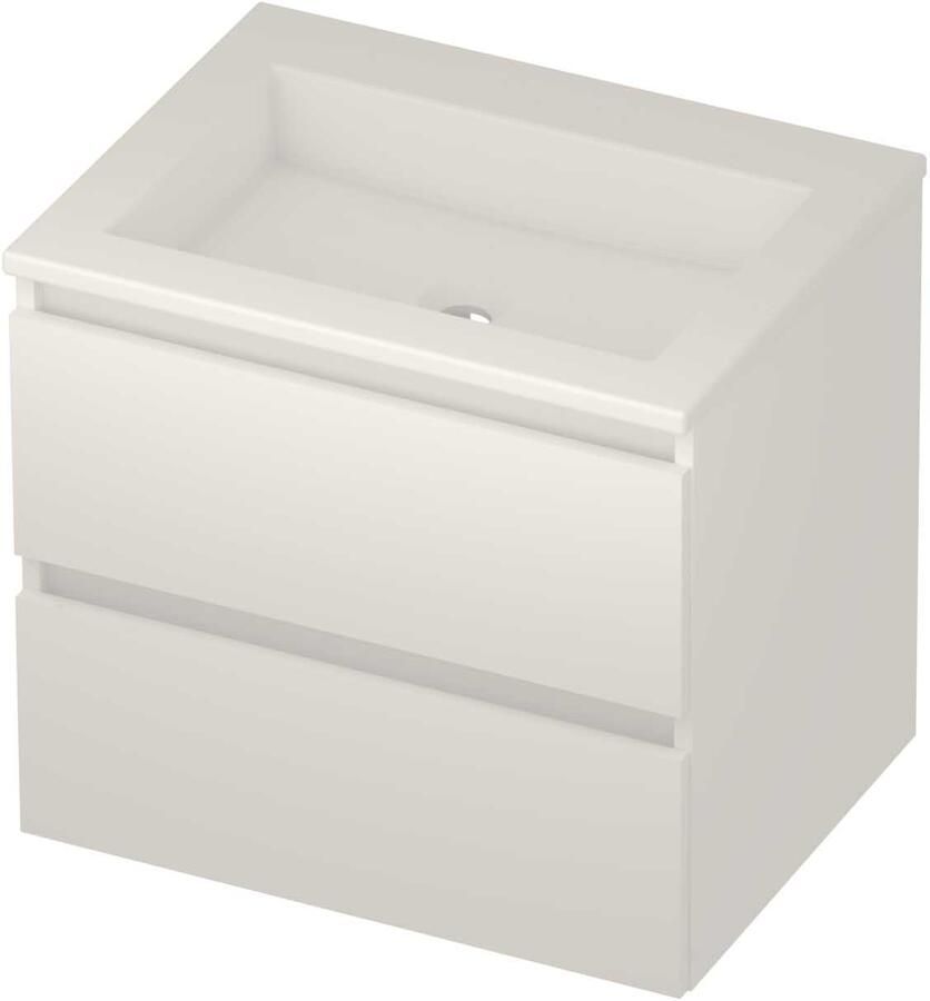 Basic-Line Aura 46 Badmeubelset Acryl Zonder Kraangat Greeploos 60x46x54 cm Mat White Glans Wit