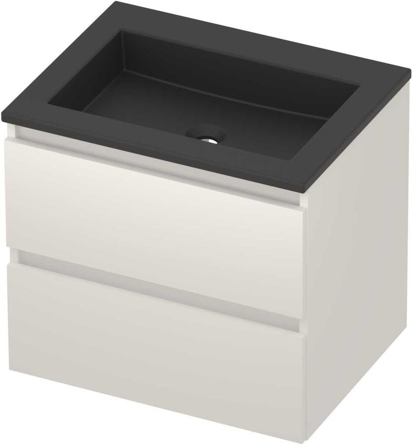 Basic-Line Aura 46 Badmeubelset Acryl Zonder Kraangat Greeploos 60x46x54 cm Mat White Mat Zwart