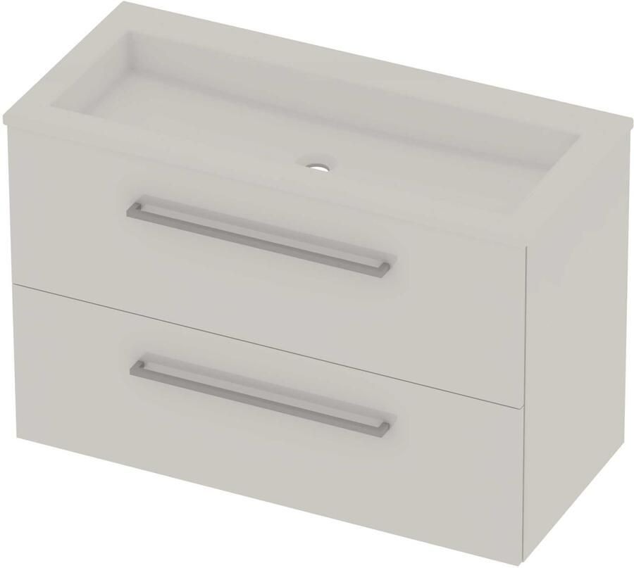 Basic-Line Aura 46 Badmeubelset Acryl Zonder Kraangat Voor Grepen 100x46x62 cm Ice White Glans Wit
