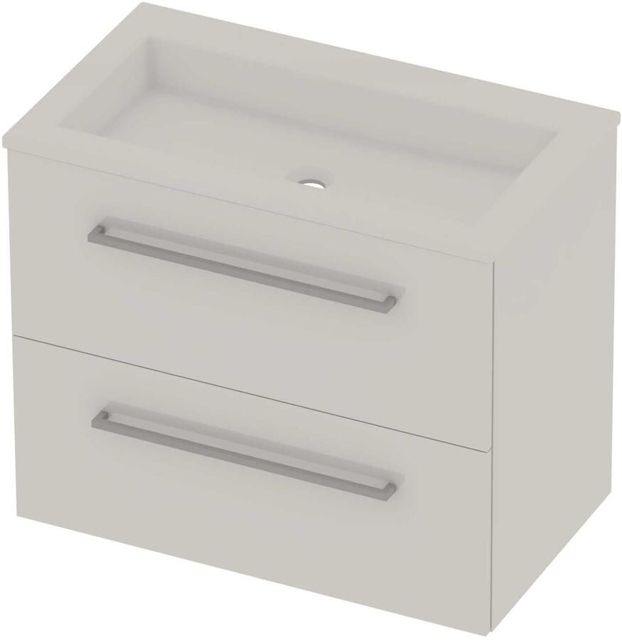 Basic-Line Aura 46 Badmeubelset Acryl Zonder Kraangat Voor Grepen 80x46x62 cm Ice White Glans Wit