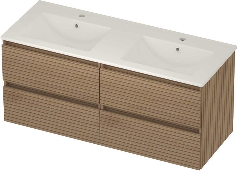 Basic-Line Coach 46 Badmeubelset Porselein 120x46x54 cm C46gwelo2x602 Lamello Oak Glans Wit