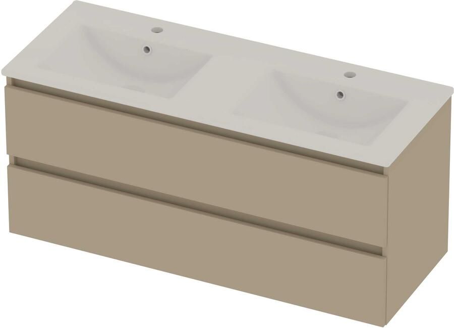 Basic-Line Coach 46 Badmeubelset Porselein 120x46x54 cm C46GWEMB120D2 Mat Beige Glans Wit