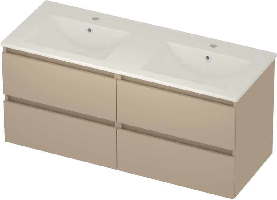 Basic-Line Coach 46 Badmeubelset Porselein 120x46x54 cm C46gwemb2x602 Mat Beige Glans Wit