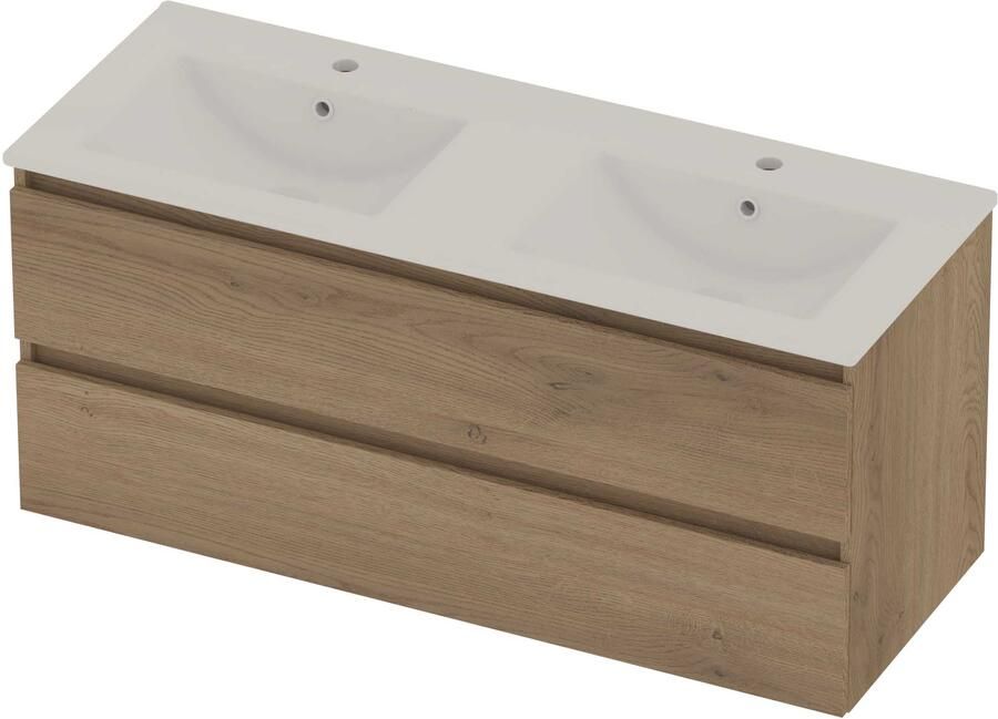Basic-Line Coach 46 Badmeubelset Porselein 120x46x54 cm C46GWEPO120D2 Pure Oak Glans Wit
