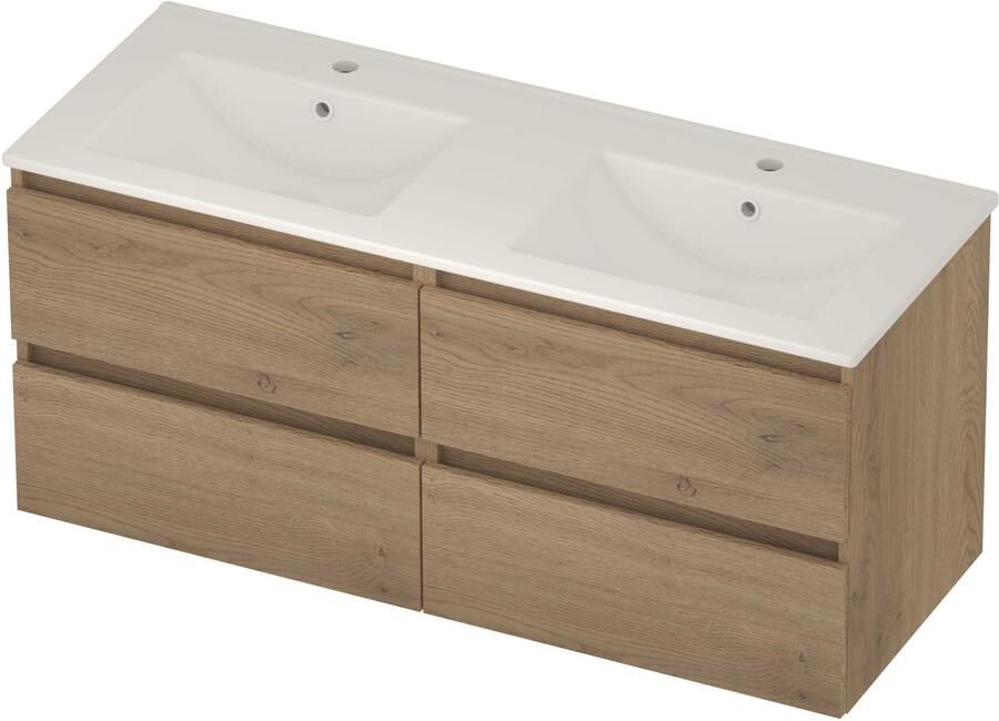 Basic-Line Coach 46 Badmeubelset Porselein 120x46x54 cm C46gwepo2x602 Pure Oak Glans Wit
