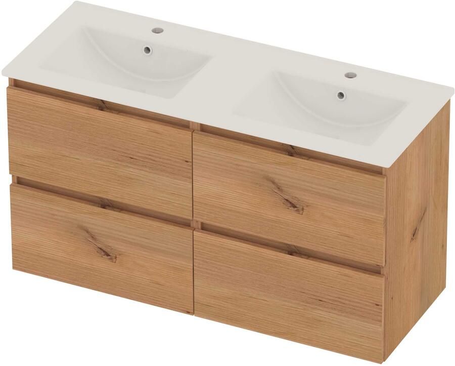 Basic-Line Coach 46 Badmeubelset Porselein 120x46x62 cm C46gwcwo2x602 Whisky Oak Glans Wit