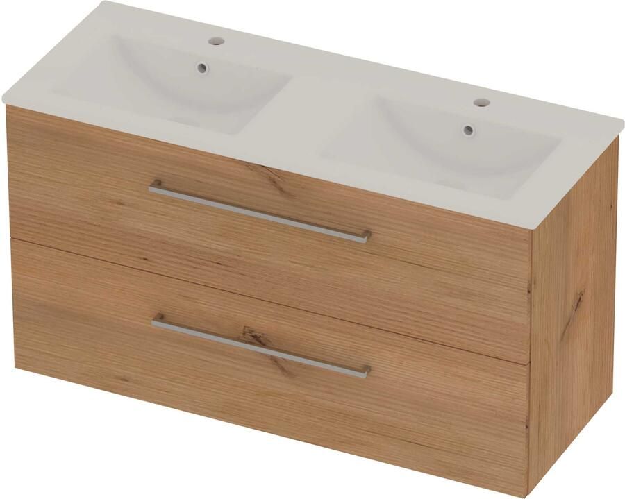 Basic-Line Coach 46 Badmeubelset Porselein 120x46x62 cm C46GWDWO120D2 Whisky Oak Glans Wit