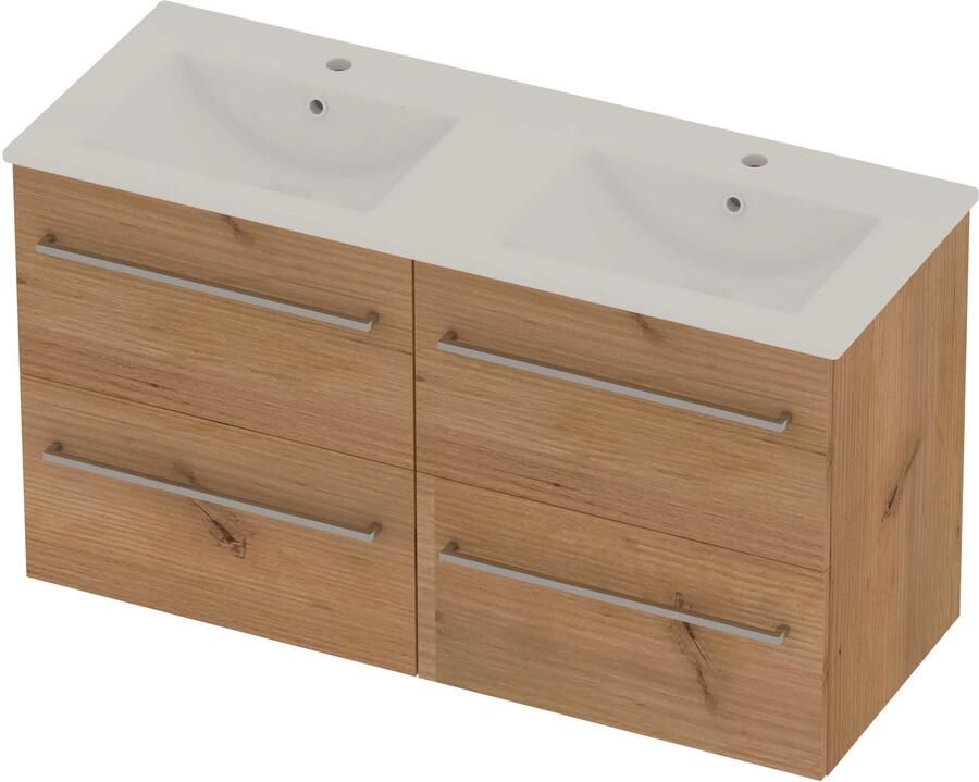 Basic-Line Coach 46 Badmeubelset Porselein 120x46x62 cm C46gwdwo2x602 Whisky Oak Glans Wit