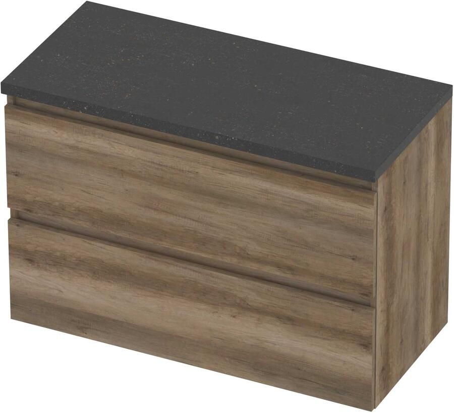 Basic-Line Deck 46 Badmeubelset Greeploos 100x46x66 cm Scotch Oak Blue Stone