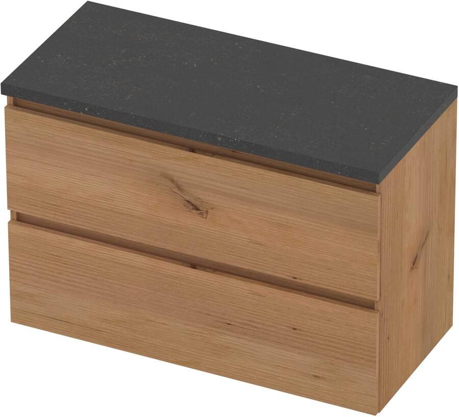 Basic-Line Deck 46 Badmeubelset Greeploos 100x46x66 cm Whisky Oak Blue Stone