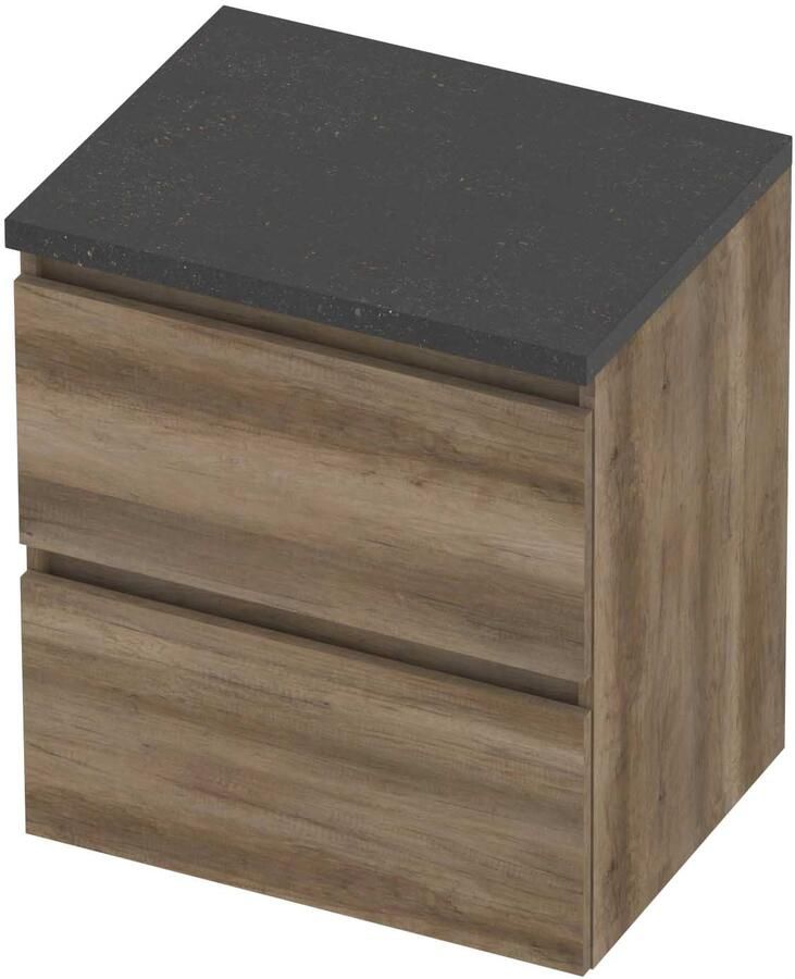 Basic-Line Deck 46 Badmeubelset Greeploos 60x46x66 cm Scotch Oak Blue Stone