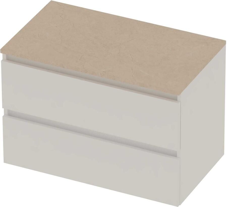 Basic-Line Deck 46 Badmeubelset Greeploos 80x46x58 cm Mat White Sand Stone