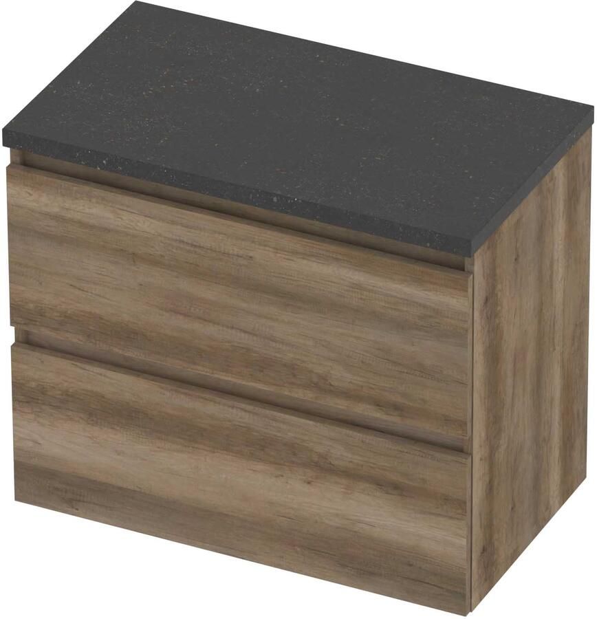 Basic-Line Deck 46 Badmeubelset Greeploos 80x46x66 cm Scotch Oak Blue Stone