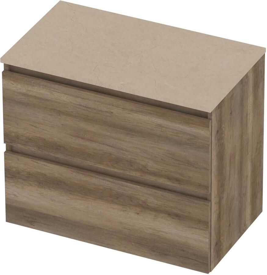 Basic-Line Deck 46 Badmeubelset Greeploos 80x46x66 cm Scotch Oak Sand Stone