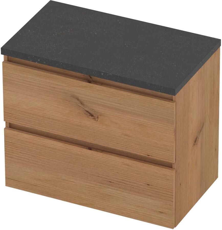Basic-Line Deck 46 Badmeubelset Greeploos 80x46x66 cm Whisky Oak Blue Stone