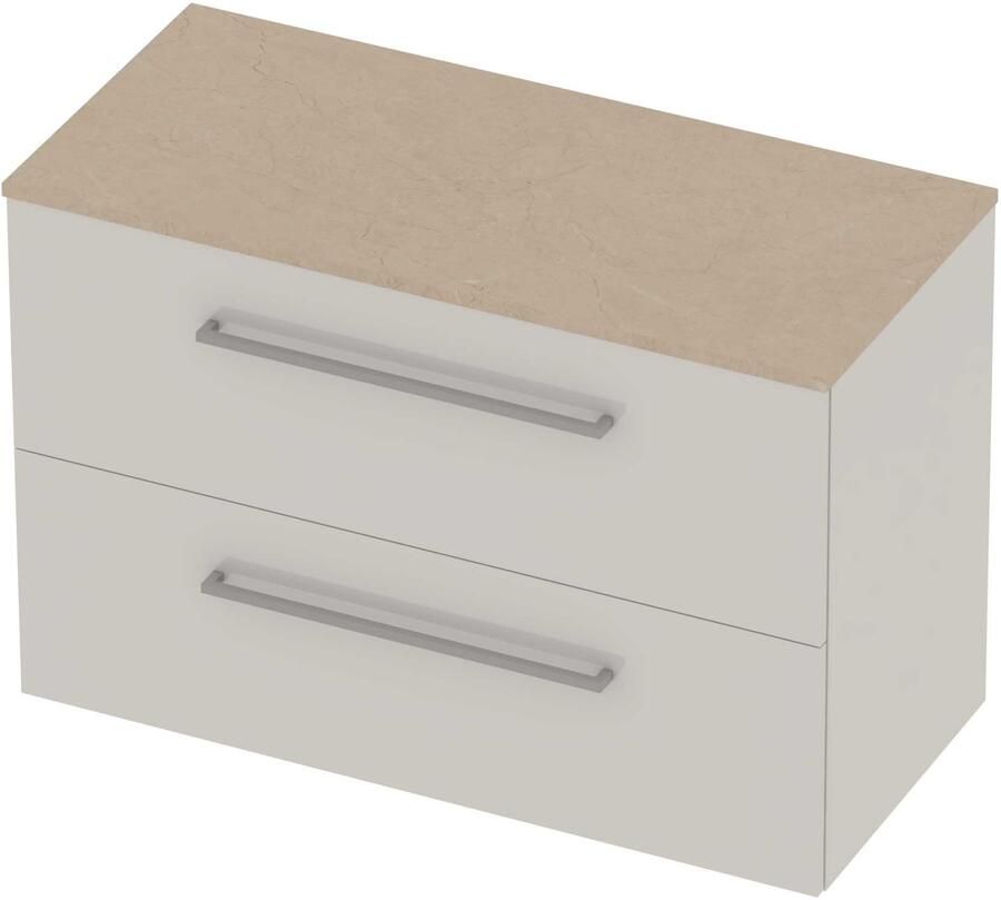 Basic-Line Deck 46 Badmeubelset Voor Grepen 100x46x66 cm Ice White Sand Stone