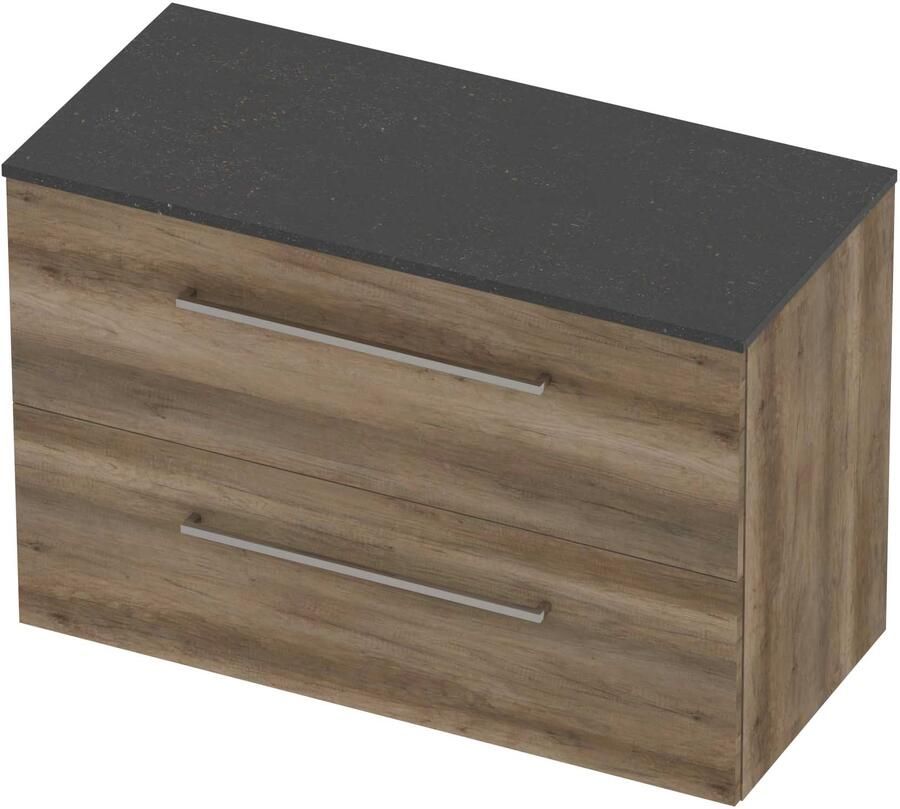 Basic-Line Deck 46 Badmeubelset Voor Grepen 100x46x66 cm Scotch Oak Blue Stone