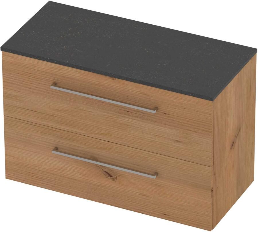 Basic-Line Deck 46 Badmeubelset Voor Grepen 100x46x66 cm Whisky Oak Blue Stone