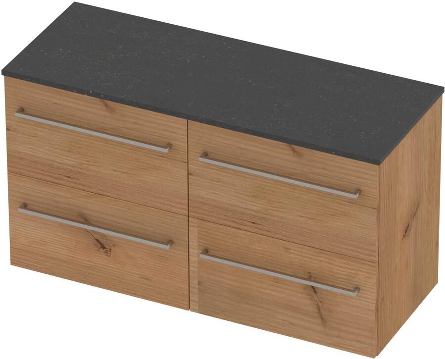 Basic-Line Deck 46 Badmeubelset Voor Grepen 120x46x66 cm D46bsdwo2x60 Whisky Oak Blue Stone