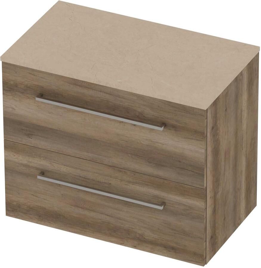Basic-Line Deck 46 Badmeubelset Voor Grepen 80x46x66 cm Scotch Oak Sand Stone