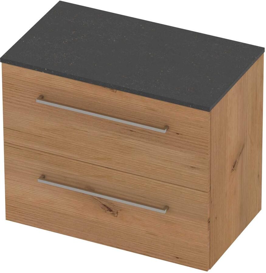Basic-Line Deck 46 Badmeubelset Voor Grepen 80x46x66 cm Whisky Oak Blue Stone