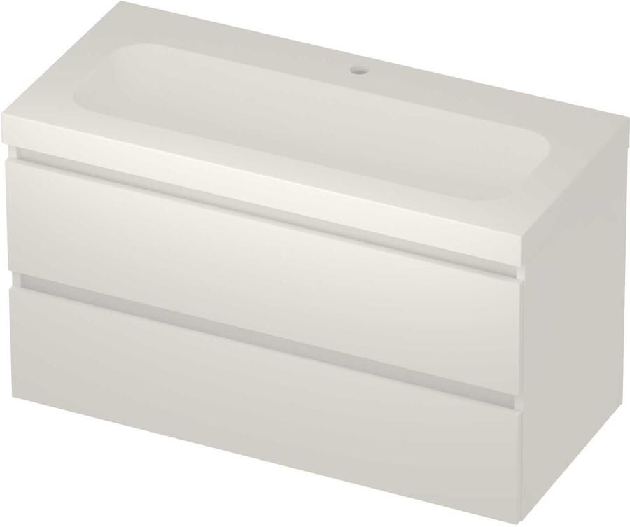 Basic-Line Moby 46 Badmeubelset Polystone 1 Kraangat Greeploos 100x46x58 cm Mat White