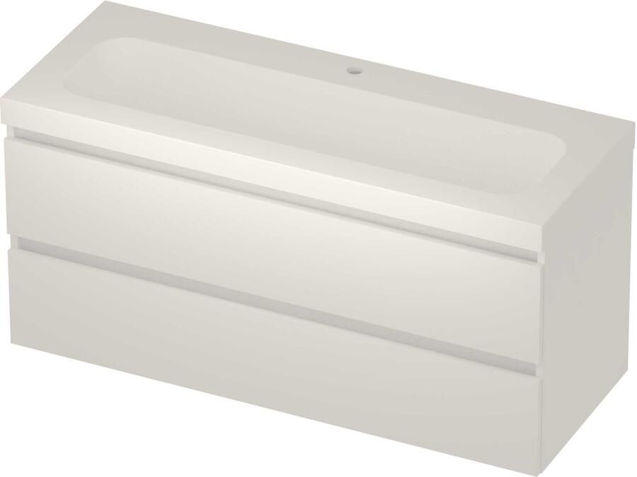 Basic-Line Moby 46 Badmeubelset Polystone 1 Kraangat Greeploos 120x46x58 cm Mat White Mat Wit