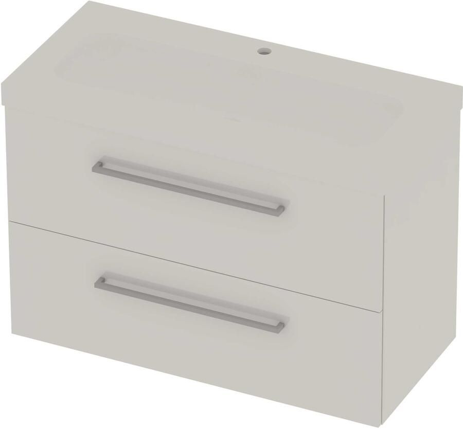 Basic-Line Moby 46 Badmeubelset Polystone 1 Kraangat Voor Grepen 100x46x66 cm Ice White Mat Wit