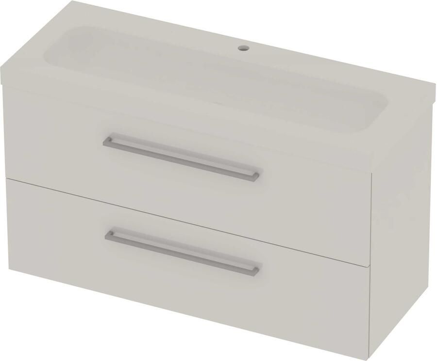 Basic-Line Moby 46 Badmeubelset Polystone 1 Kraangat Voor Grepen 120x46x66 cm Ice White Glans Wit