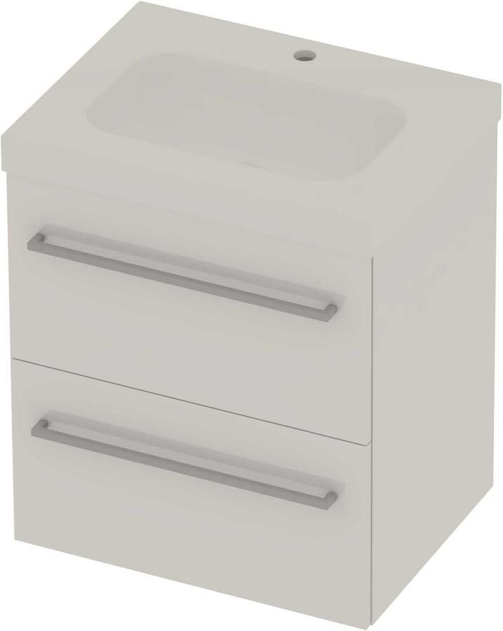Basic-Line Moby 46 Badmeubelset Polystone 1 Kraangat Voor Grepen 60x46x66 cm Ice White Glans Wit