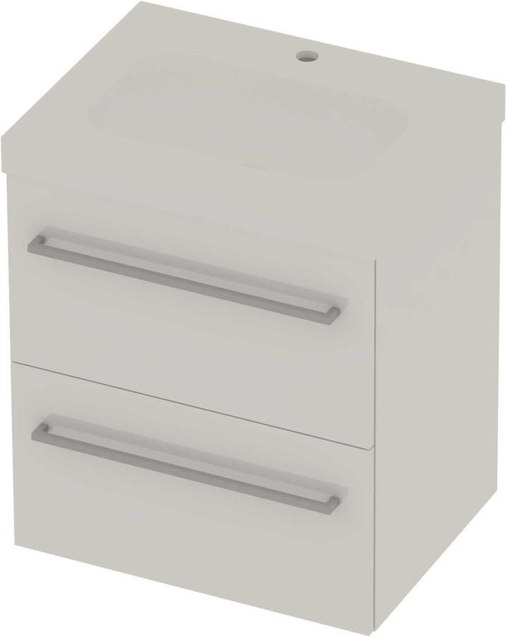 Basic-Line Moby 46 Badmeubelset Polystone 1 Kraangat Voor Grepen 60x46x66 cm Ice White Mat Wit