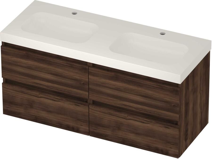Basic-Line Moby 46 Badmeubelset Polystone 120x46x58 cm M46gweba2x602 Barista Oak Glans Wit